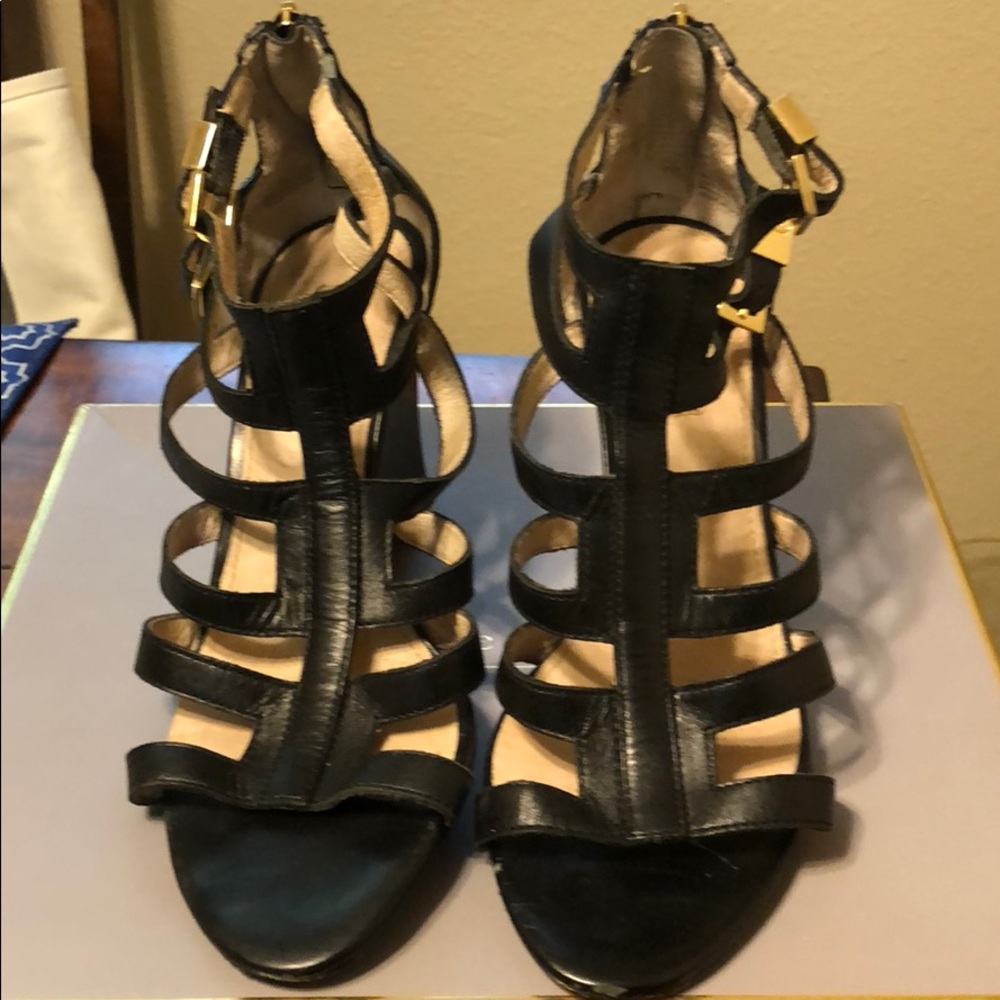 Cute Black Calf Louise et Cie Wedge Shoes